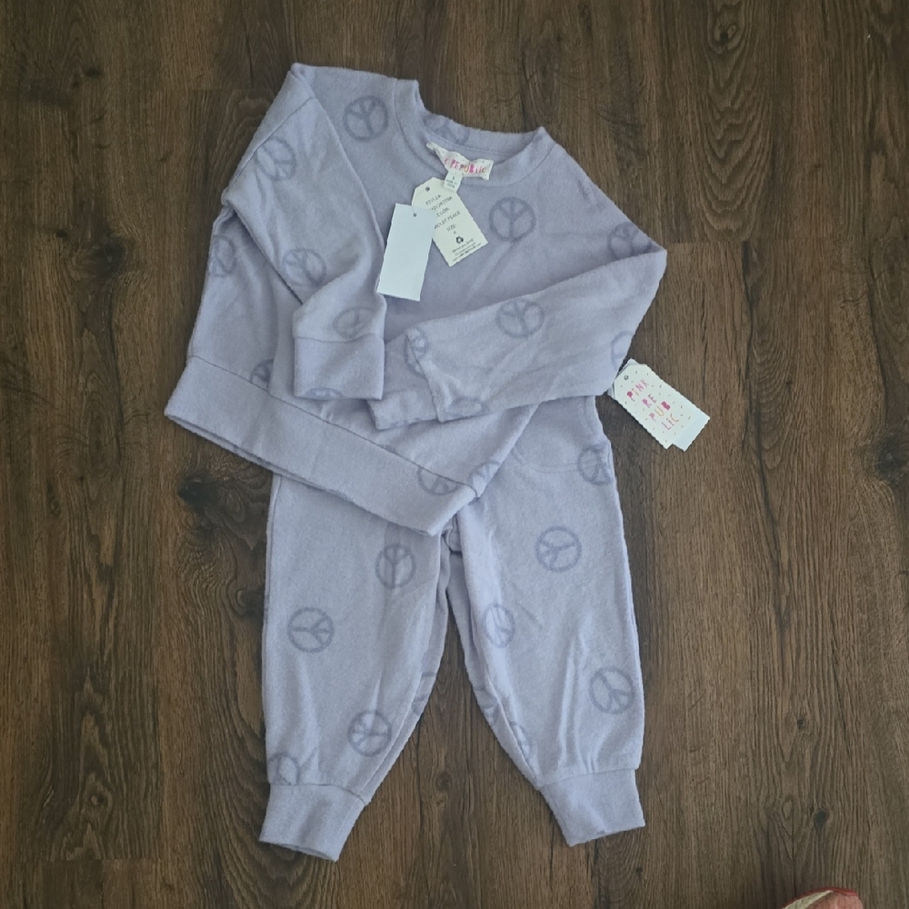 Kids Peace Sign Pajama Set - Purple